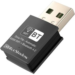 Blueshadow Mini 2-in-1 USB WiFi Bluetooth Adapter AC600-2.4G/5G Dual Band Wireless Network Adapter for Desktop PC, Bluetooth 4.2, WPA3 Network Security, Supports Windows 11,10, 8.1,8, 7 in Kuwait