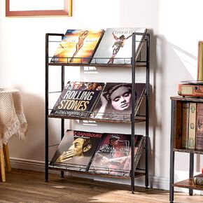 LiebeRen Vinyl Record Storage, Vinyl Record Holder, 3 Tier Album Storage rack For Vinyl Records，Suitable for LP Records,CD,DVD,Book,Magazine. in Kuwait