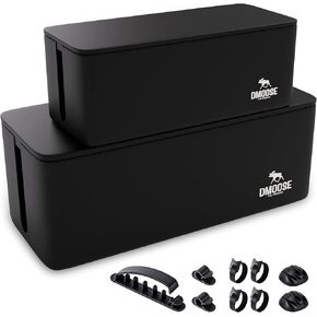 DMoose Cable Management Box - Ultimate Cord Hider & Power Strip Cover - Spacious Durable & Stylish Cord Concealer - Storage Box for Tidy Workspace