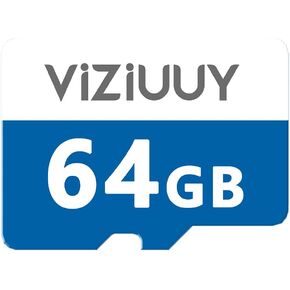 VIZIUUY Micro 64GB SD Card for Security Cameras, Read 90MB/sec, Write 25MB/sec, Memory Card for Solar Security Cameras Indoor Outdoor, Action Camera, Dash Camera (64GB)