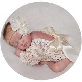 Zeroest Baby Photography Props Outfit Lace Newborn Girl Photo Shoot Outfits Hairband Set Infant Princess Costume
