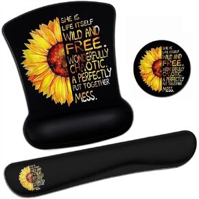 Ergonomic Mouse Pad Wrist Support Gel and Keyboard Wrist Rest Set African Graffiti Girls with Red Hair Design for Laptop Gaming and Office, Comfortable and Pain Relief + Coaster