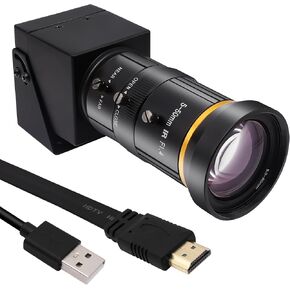 كاميرا SVPRO HDMI كاميرا 4K USB كاميرا ويب عالية الدقة مع عدسة تكبير تليفوتوغرافي 5-50 مم، كاميرا صناعية H.265 CS Mount 10X كاميرا زووم بصري للكمبيوتر الشخصي والكمبيوتر المحمول والشاشة والتلفزيون