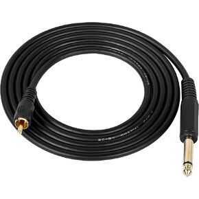 CERRXIAN RCA to 1/4 Inch Audio Cable, Gold Plated 6.35mm TS Mono Male to RCA Male Patch Cord (Black, 1.8m)