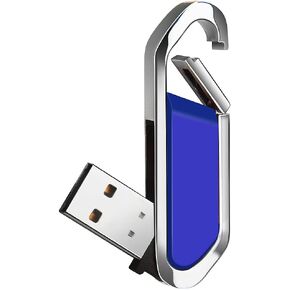 64GB USB Flash Drive Portable Metal Thumb Drive with Keychain USB 2.0 Memory Stick Pen Drive for External Data Storage, Blue