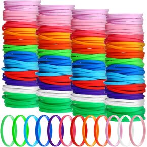 Libima 240 Pcs Neon Silicone Bracelet Bulk Color Wristband Rubber Bracelet for Party