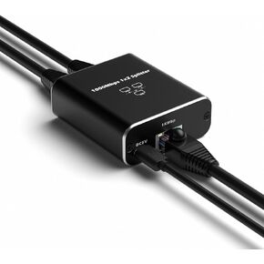 موزع إيثرنت، مقسم شبكة LAN عالي السرعة RJ45 1 إلى 2 محول موصل مقبس إيثرنت لـ Cat5/Cat5e/Cat6/Cat6a/Cat7/ Cat8 مع كابل طاقة USB in Kuwait