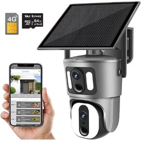 Sky Tower 2K Solar Security Camera Outdoor, Wireless WiFi PTZ Pan Tilt 360° View Spotlight, AI Motion Detection and Siren, Color/IR Night Vision, 2-Way Talk, Amazon Cloud (WiFi Router) in Kuwait