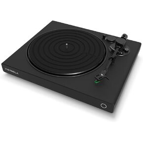 مشغل تسجيل فينيل فضي عالي الدقة من Victrola، خرطوشة Ortofon 2M حمراء، اتصال بلوتوث متكيف aptX، مخرج RCA ومخرج Preamp مطلي بالذهب، مشغل تسجيل بلوتوث أنيق وأنيق in Kuwait