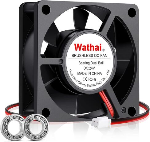 Wathai 60 مم × 20 مم 12 فولت تيار مستمر مروحة تبريد 2Pin مبرد بدون فرشاة 6020 لتهوية العادم بنفسك in Kuwait