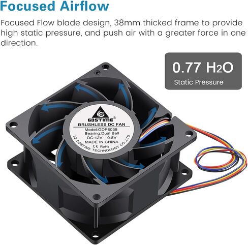 GDSTIME 80mm PWM Fan, High Speed 12V 4PIN 80mm x 25mm CPU Cooler Fan Cooling in Saudi Arabia