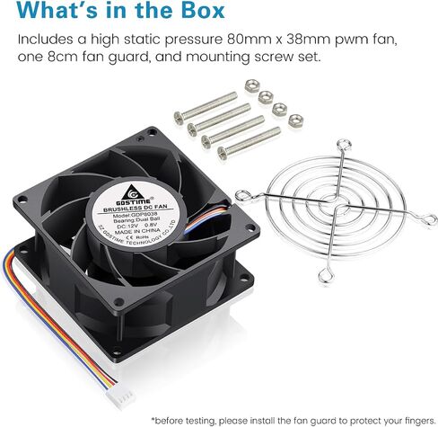 GDSTIME 80mm PWM Fan, High Speed 12V 4PIN 80mm x 25mm CPU Cooler Fan Cooling in Saudi Arabia