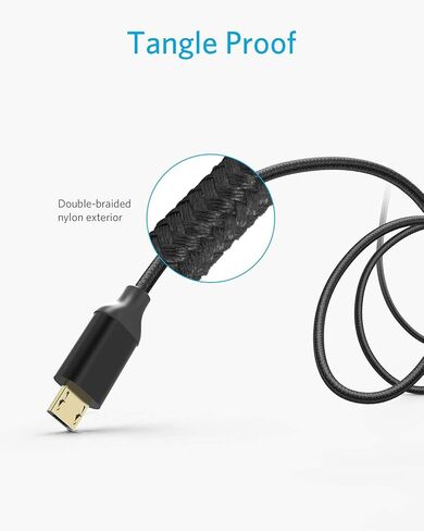 [عبوة من قطعتين] كابل Anker USB ميكرو USB مجدول بطول 6 أقدام / 1.8 متر من النايلون مع موصلات مطلية بالذهب لأجهزة Android وSamsung وHTC وNokia وSony والمزيد (أحمر) in Kuwait