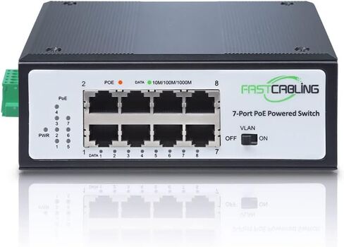 FASTCABLING PoE Passthrough Switch 4 Port، VLAN، QoS، توسيع منفذ الشبكة مع كابل Cat5e/Cat6 الموجود، محول يعمل بالطاقة PoE بقدرة 60 وات، IEEE802.3at/bt in Kuwait