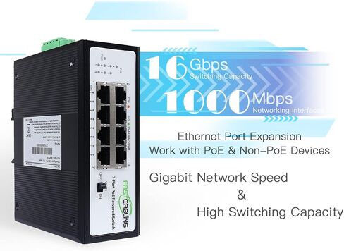 FASTCABLING PoE Passthrough Switch 4 Port، VLAN، QoS، توسيع منفذ الشبكة مع كابل Cat5e/Cat6 الموجود، محول يعمل بالطاقة PoE بقدرة 60 وات، IEEE802.3at/bt in Kuwait
