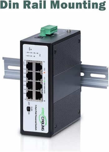 FASTCABLING PoE Passthrough Switch 4 Port، VLAN، QoS، توسيع منفذ الشبكة مع كابل Cat5e/Cat6 الموجود، محول يعمل بالطاقة PoE بقدرة 60 وات، IEEE802.3at/bt in Kuwait