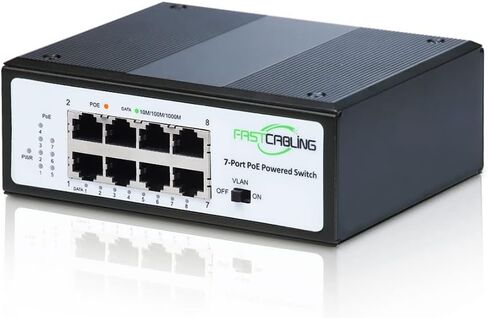 FASTCABLING PoE Passthrough Switch 4 Port، VLAN، QoS، توسيع منفذ الشبكة مع كابل Cat5e/Cat6 الموجود، محول يعمل بالطاقة PoE بقدرة 60 وات، IEEE802.3at/bt in Kuwait