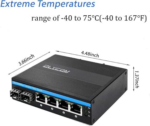 6 منافذ جيجابت بو إي الصناعية الصلبة + محول شبكة الألياف DIN-Rail 4 × جيجابت بو + منافذ 2 × 1.25 جيجا منافذ ألياف SFP 120 وات للاستخدام الخارجي in Saudi Arabia