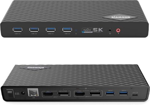 مخرج فيديو مزدوج للوسائط المتعددة من Diamond، وقاعدة إرساء عالمية USB 3.0/2.0 مع جيجابت إيثرنت، وHDMI، وDVI، وصوت لنظام التشغيل Windows 11، وMacOS، وAndroid 5.0+. شريحة عرض DL-3900 المعتمدة in Kuwait