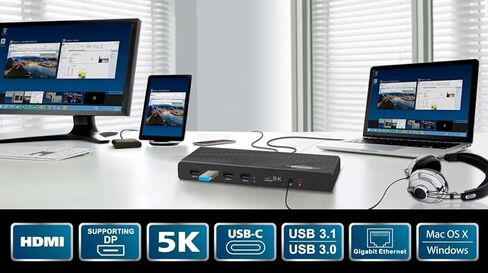 مخرج فيديو مزدوج للوسائط المتعددة من Diamond، وقاعدة إرساء عالمية USB 3.0/2.0 مع جيجابت إيثرنت، وHDMI، وDVI، وصوت لنظام التشغيل Windows 11، وMacOS، وAndroid 5.0+. شريحة عرض DL-3900 المعتمدة in Kuwait