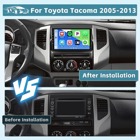 Hikity 6+128GB 8 Core Android 13 Radio for 2005-2013 Toyota Tacoma Upgrate Dash Kit with Wireless Carplay, 9'' Touch Screen, Android Auto/32EQ DSP/Bluetooth 5.0/GPS/WiFi/SWC, Backup Camera in Kuwait