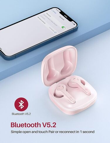 Gsoemon Wireless Earbuds, Upgraded Bluetooth IPX8 40Hours Play Time Long Life Battery V5.0 in-Ear Stereo True Wireless Headphones USB-C Quick Charge Wireless Earbuds (4.Pink) in Kuwait