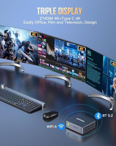 GMKtec Mini PC Intel Core i7-12650H 24GB DDR5 1TB SSD Desktop Gaming Mini Computers Windows 11 Pro 4K, Type C, WiFi 6, BT 5.2, RJ45 1000M in Saudi Arabia
