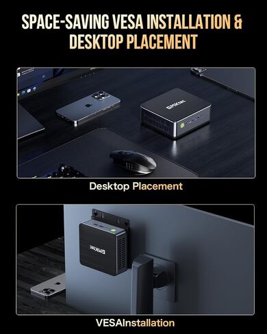 GMKtec Mini PC Intel Core i7-12650H 24GB DDR5 1TB SSD Desktop Gaming Mini Computers Windows 11 Pro 4K, Type C, WiFi 6, BT 5.2, RJ45 1000M in Saudi Arabia
