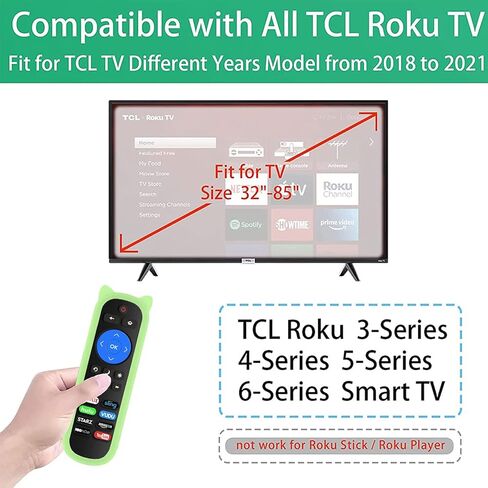 حزمة من 2 RC280 بديل للتحكم عن بعد لجميع أجهزة التحكم عن بعد TCL Roku TV، عالمية لتلفزيون TCL 32 بوصة 40 بوصة 43 بوصة 48 بوصة 49 بوصة 50 بوصة 55 بوصة 65 بوصة 75 بوصة 85 بوصة تلفزيون روكو مع غطاء عن بعد، لا حاجة للإعداد (وردي متوهج) والأخضر) in Kuwait