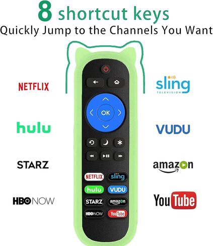 حزمة من 2 RC280 بديل للتحكم عن بعد لجميع أجهزة التحكم عن بعد TCL Roku TV، عالمية لتلفزيون TCL 32 بوصة 40 بوصة 43 بوصة 48 بوصة 49 بوصة 50 بوصة 55 بوصة 65 بوصة 75 بوصة 85 بوصة تلفزيون روكو مع غطاء عن بعد، لا حاجة للإعداد (وردي متوهج) والأخضر) in Kuwait