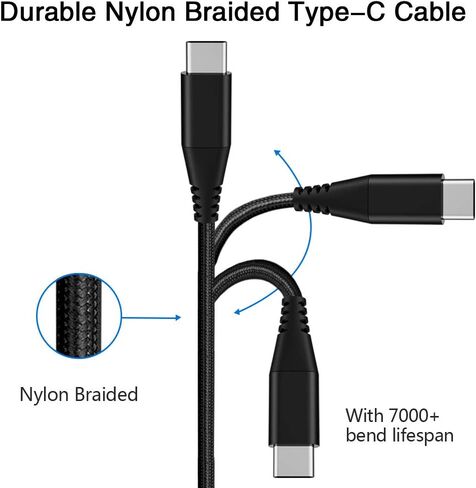 سلك شاحن كابل USB C إلى USB C بطول 6 أقدام 2 حزمة لهاتف Samsung S22 S23/S21/S21 Plus/S21 Ultra 5G/S20 S20+/S21 FE، Note 20 Ultra/10، Pixel 6 7/6 Pro/4 3A XL 4A 5، سريع سلك طاقة للشحن من النوع C، PD 60 وات in Saudi Arabia