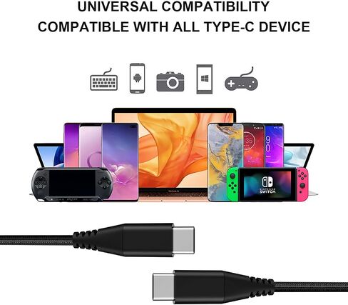 سلك شاحن كابل USB C إلى USB C بطول 6 أقدام 2 حزمة لهاتف Samsung S22 S23/S21/S21 Plus/S21 Ultra 5G/S20 S20+/S21 FE، Note 20 Ultra/10، Pixel 6 7/6 Pro/4 3A XL 4A 5، سريع سلك طاقة للشحن من النوع C، PD 60 وات in Saudi Arabia