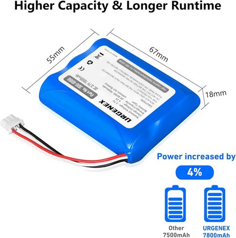 بطارية بديلة URGENEX ADT بقدرة 7800 مللي أمبير في الساعة مطورة ذات سعة عالية 300-10186 3.7 فولت بطارية ليثيوم أيون متوافقة مع لوحة الأمان الذكية لأمر ADT بقدرة 28.86 وات في الساعة in Kuwait