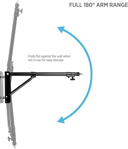 Fovitec - 1 × ذراع متفجر للتصوير الفوتوغرافي والفيديو - [أسود مطفي] [هيكل من الفولاذ] [شديد التحمل] [مقابض مريحة] [تشمل المسامير] in Kuwait