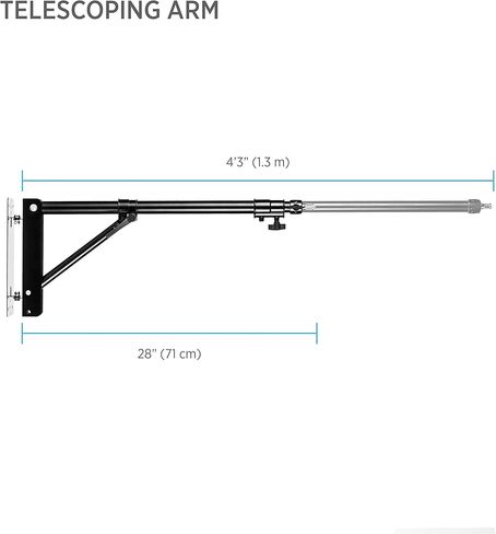 Fovitec - 1 × ذراع متفجر للتصوير الفوتوغرافي والفيديو - [أسود مطفي] [هيكل من الفولاذ] [شديد التحمل] [مقابض مريحة] [تشمل المسامير] in Kuwait