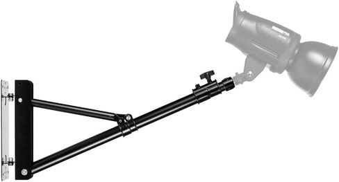 Fovitec - 1 × ذراع متفجر للتصوير الفوتوغرافي والفيديو - [أسود مطفي] [هيكل من الفولاذ] [شديد التحمل] [مقابض مريحة] [تشمل المسامير] in Kuwait