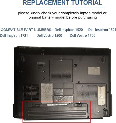 بطارية كمبيوتر محمول لجهاز Dell Inspiron 1521 1520 1721 pp22l pp22x؛ Dell Vostro 1500 1700، يناسب P/N W280 0UW280 NR239 312-0589 451-10477 FK890 GK476 GK479 312-0504 312-0575 312-0576 312-0590 312-0594 FP282 in Kuwait