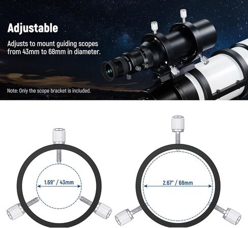 مجموعة حلقات نطاق توجيه قابلة للتعديل من NEEWER مع لوحة متوافقة لنطاقات مكتشف قطر الأنبوب 43 مم - 68 مم أو نطاقات توجيه، دعامة نطاق مكتشف حلقة مزدوجة لخيوط 1/4 بوصة M6 M8، LA-07 in Kuwait