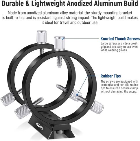 مجموعة حلقات نطاق توجيه قابلة للتعديل من NEEWER مع لوحة متوافقة لنطاقات مكتشف قطر الأنبوب 43 مم - 68 مم أو نطاقات توجيه، دعامة نطاق مكتشف حلقة مزدوجة لخيوط 1/4 بوصة M6 M8، LA-07 in Kuwait