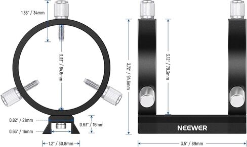 مجموعة حلقات نطاق توجيه قابلة للتعديل من NEEWER مع لوحة متوافقة لنطاقات مكتشف قطر الأنبوب 43 مم - 68 مم أو نطاقات توجيه، دعامة نطاق مكتشف حلقة مزدوجة لخيوط 1/4 بوصة M6 M8، LA-07 in Kuwait