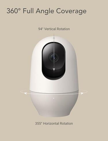 جهاز مراقبة الأطفال nooie 5G WiFi، دوران وإمالة 360 درجة، كاميرا أطفال مع تتبع حركة AI ورؤية ليلية 1080P، صوت ثنائي الاتجاه، كشف الحركة والصوت - متوافق مع Alexa- كاميرا داخلية للحيوانات الأليفة والمنزل in Kuwait