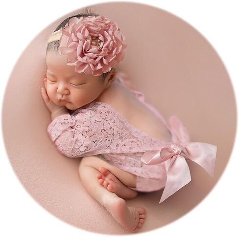 Zeroest Baby Photography Props Outfit Lace Newborn Girl Photo Shoot Outfits Hairband Set Infant Princess Costume in Kuwait