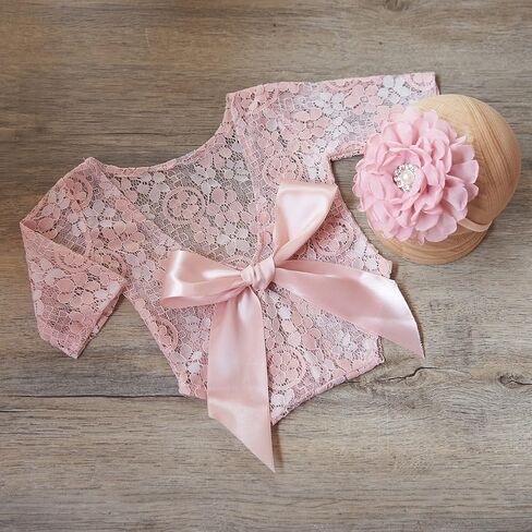 Zeroest Baby Photography Props Outfit Lace Newborn Girl Photo Shoot Outfits Hairband Set Infant Princess Costume in Kuwait