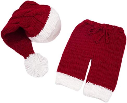 Christmas Newborn Baby Photo Shoot Props Outfits Crochet Clothes Santa Claus Red Hat Pants Photography Props in Saudi Arabia