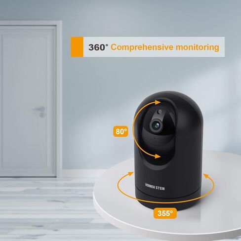 كاميرا أمان داخلية Konnek Stein 2K، 5G/2.4G WiFi 360 درجة لمراقبة الحيوانات الأليفة والطفل، كشف الحركة، رؤية ليلية، التحكم في التطبيق، صوت ثنائي الاتجاه، مع فتحة بطاقة TF وسحابة (بدون بطارية) in Kuwait