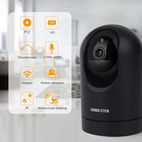 كاميرا أمان داخلية Konnek Stein 2K، 5G/2.4G WiFi 360 درجة لمراقبة الحيوانات الأليفة والطفل، كشف الحركة، رؤية ليلية، التحكم في التطبيق، صوت ثنائي الاتجاه، مع فتحة بطاقة TF وسحابة (بدون بطارية) in Kuwait