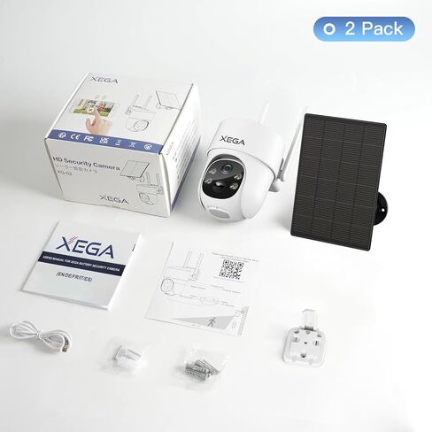 كاميرا Xega الشمسية الأمنية اللاسلكية في الهواء الطلق، تعمل بالبطارية PTZ 2.4 جيجا هرتز كاميرا أمان WiFi للمنزل مع أضواء كاشفة، كشف الحركة، صفارة الإنذار، إمالة عموم، رؤية ليلية، محادثة ثنائية الاتجاه، تخزين SD/سحابي in Kuwait