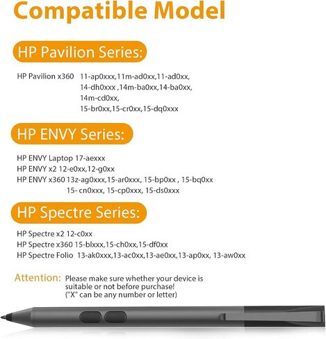 Active Stylus Pen for HP Pavilion x360 11m-ad0 14M-ba0 14-cd0 15-br0; HP Envy x360 15-bp0 15-bq0 15-cn0, 12-e0xx, 12g0xx; HP Spectre x360 13-ac0xx 15-blxxx in Saudi Arabia
