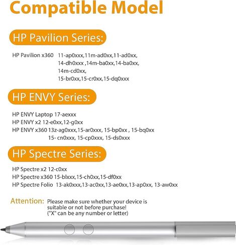 Active Stylus Pen for HP Pavilion x360 11m-ad0 14M-ba0 14-cd0 15-br0; HP Envy x360 15-bp0 15-bq0 15-cn0, 12-e0xx, 12g0xx; HP Spectre x360 13-ac0xx 15-blxxx in Saudi Arabia