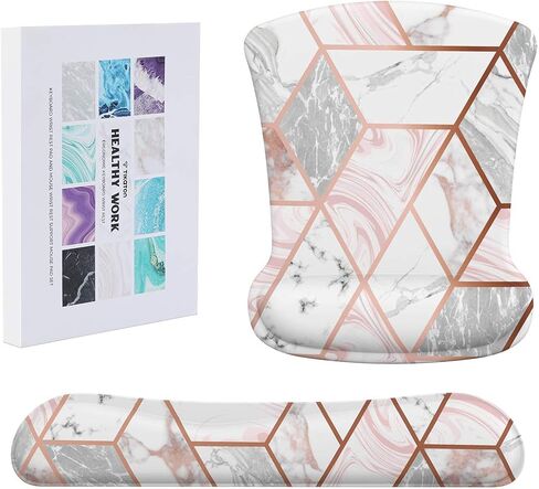 وسادة مسند المعصم للوحة المفاتيح من Tikaton ومجموعة مسند المعصم لدعم مسند الماوس، قاعدة مطاطية غير قابلة للانزلاق لدعم المعصم مع رغوة الذاكرة المرتفعة المريحة لسهولة الكتابة وتخفيف الألم (رخام) in Kuwait